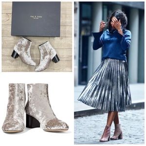 NWT rag & bone Drea Booties In Dove Velvet Chunky Heel Size 8